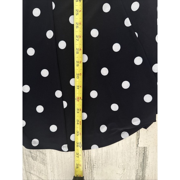 Lauren Ralph Lauren Black White Polka Dot Dress Sz 12P Ruched Flounce Skirt - Picture 6 of 6